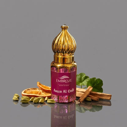 Embroze Ameer Al Oudh attar, long-lasting oud fragrance for men and women.