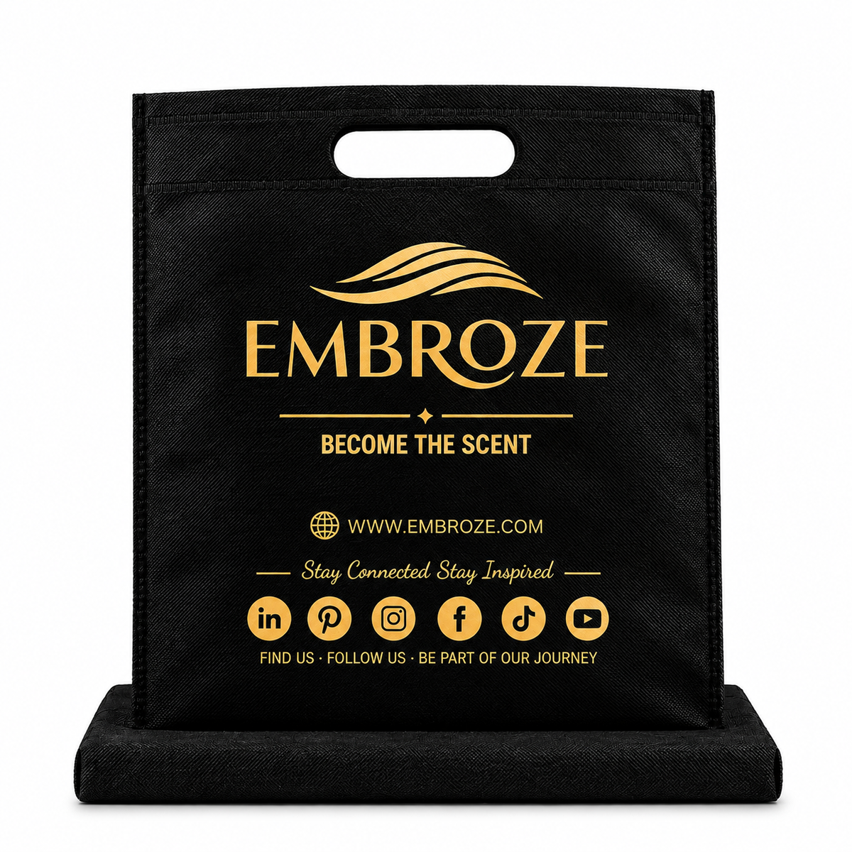 Embroze branded perfume shopping bag showcasing premium fragrance packaging